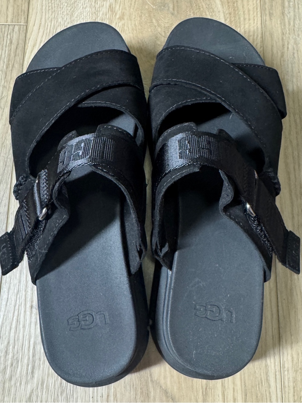 UGG Ashton Nubuck Slide Platform Women's Sandals in Black Sz. 9 Like New - Picture 3 of 8